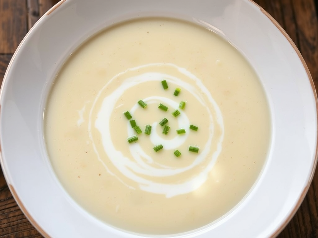Картофельный крем-суп с чесноком и укропом