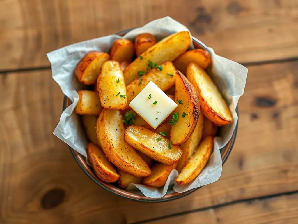 Картофель дольками со сливочным маслом