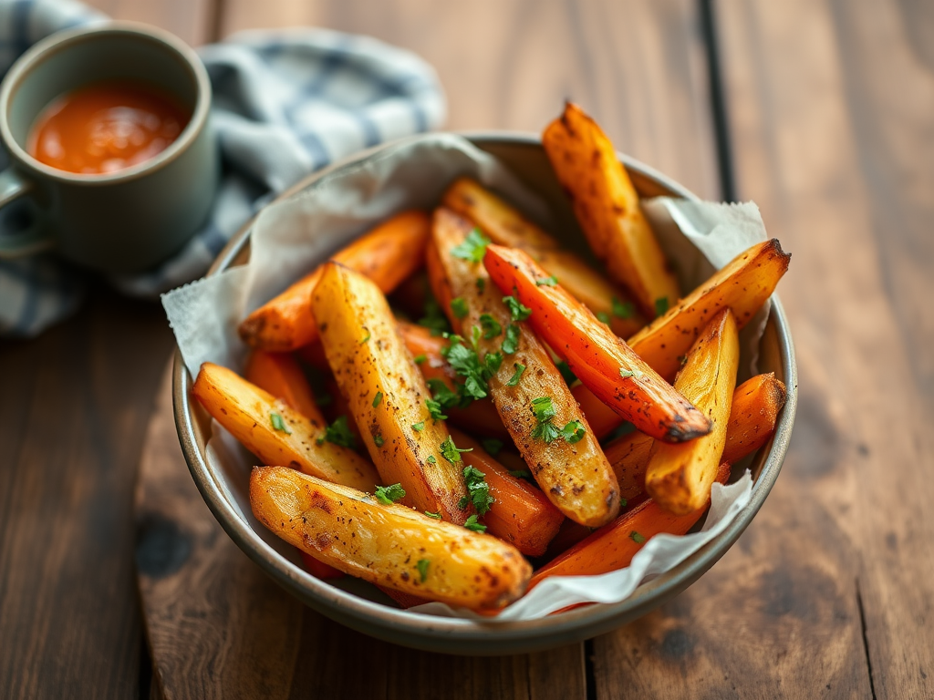 Картофель дольками с морковью