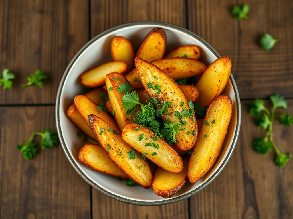 Картофель дольками с петрушкой