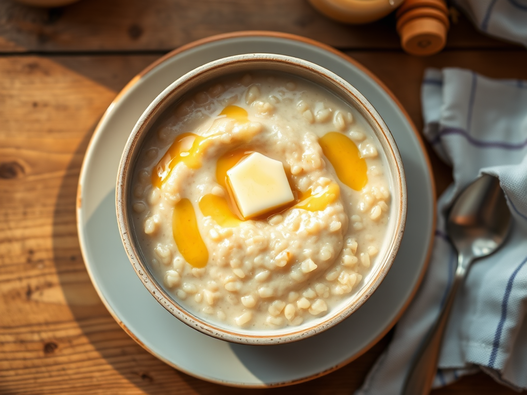 Рисовая молочная каша с яблоком и йогуртом
