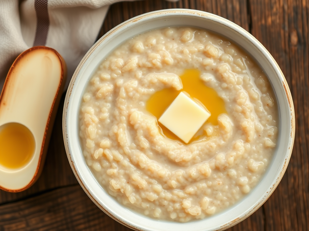 Рисовая молочная каша с бананом и гранолой