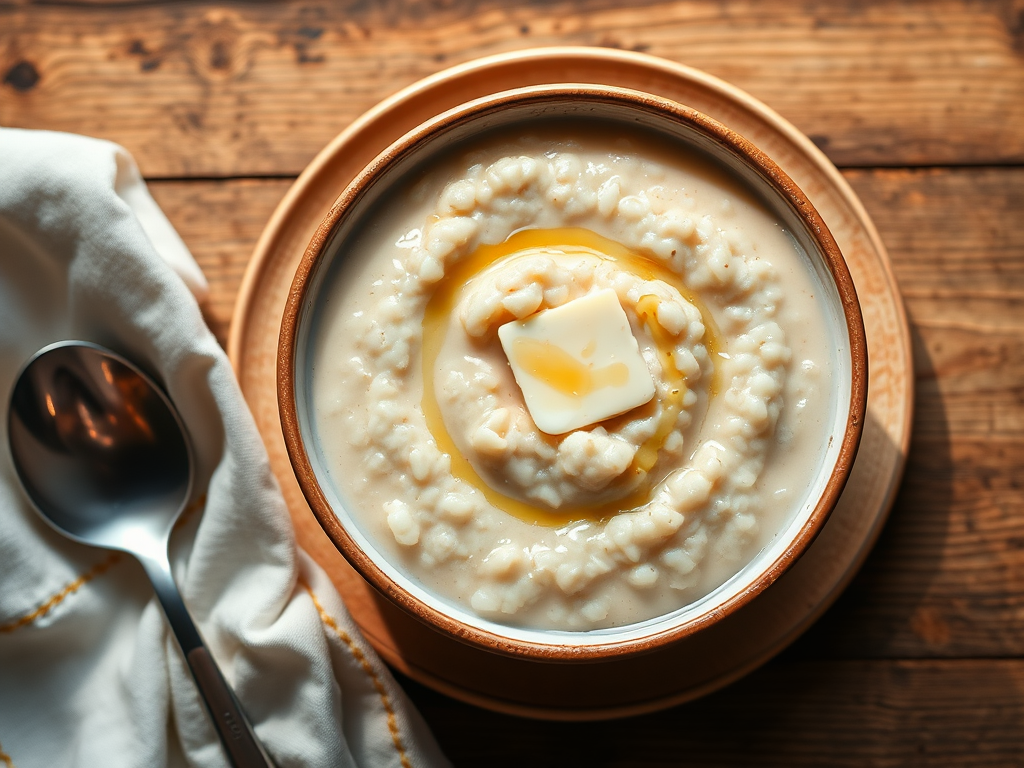 Рисовая молочная каша с бананом и мёдом