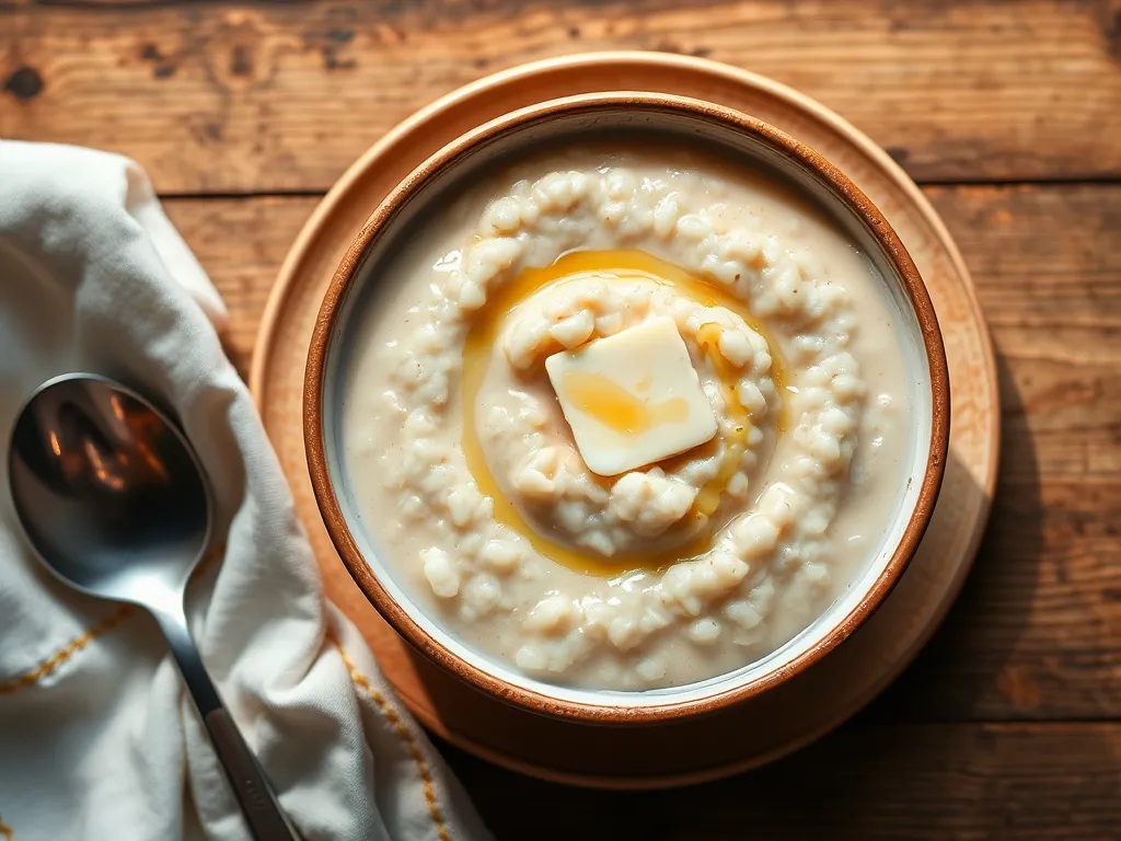 Рисовая молочная каша с бананом и мёдом