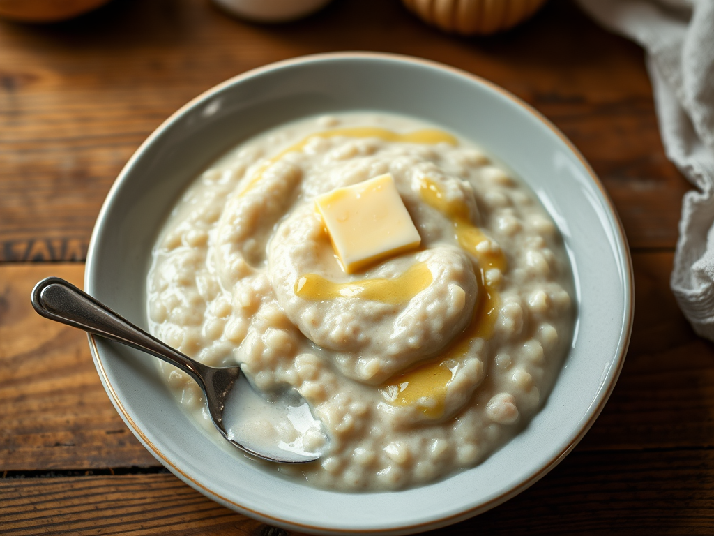 Рисовая молочная каша с гранолой и мёдом