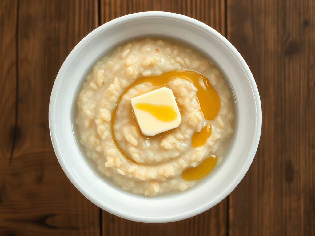 Рисовая молочная каша с мёдом и маслом