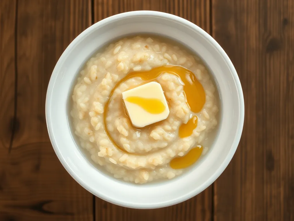 Рисовая молочная каша с мёдом и маслом