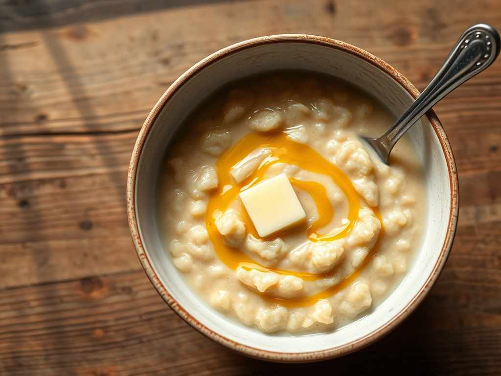 Рисовая молочная каша с овсянкой и мёдом