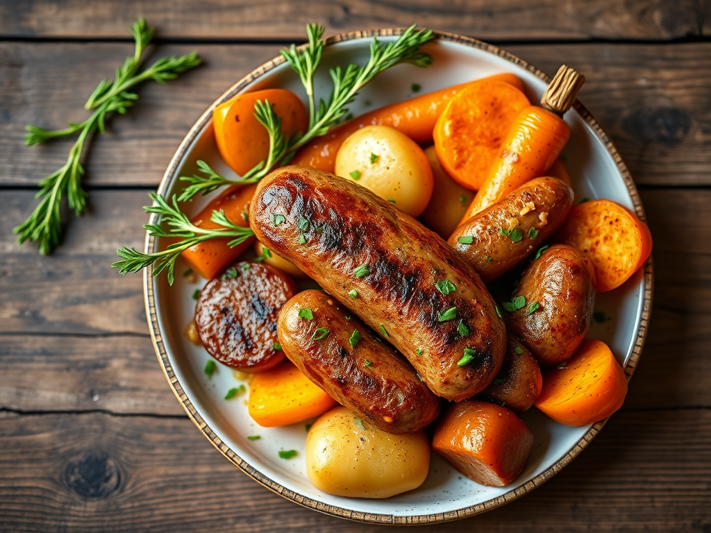 Картофель с сосисками с морковью