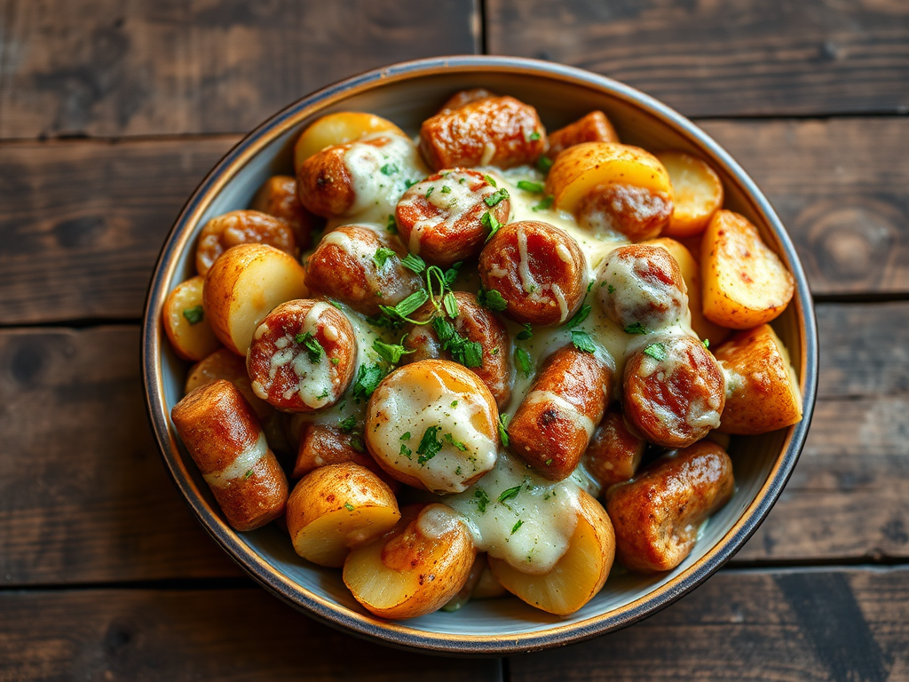 Картофель с сосисками с пармезаном