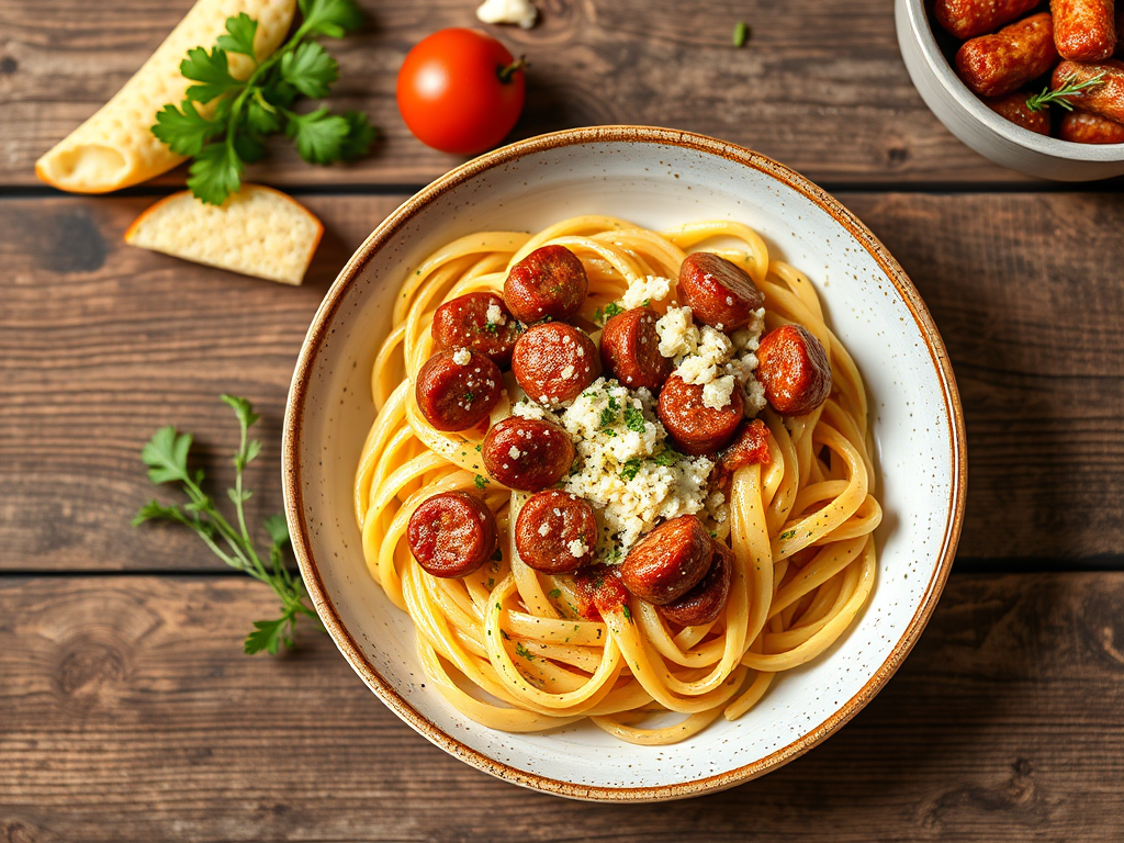 Макароны с сосисками с сыром