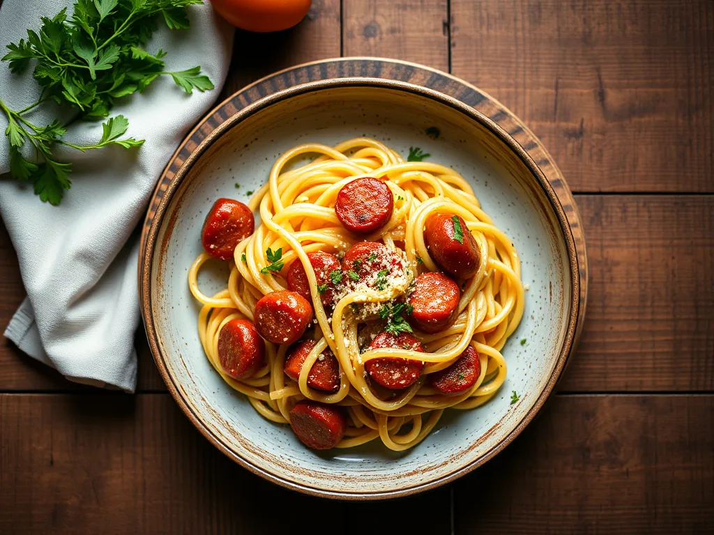 Макароны с сосисками по-домашнему