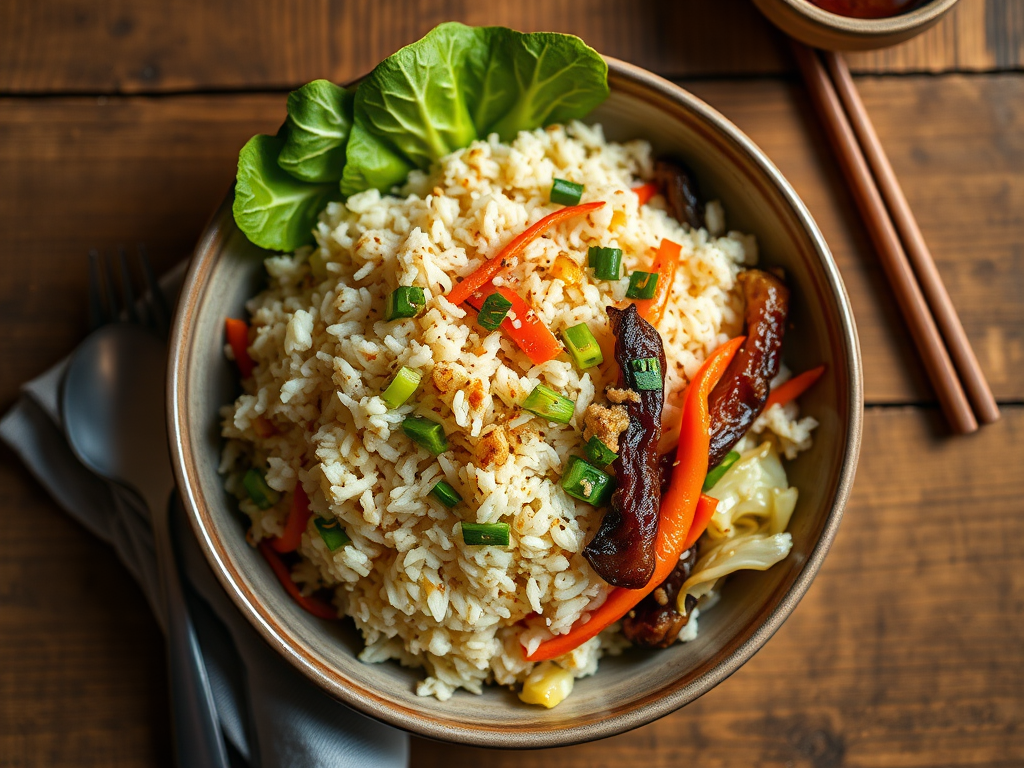 Овощной рис с капустой