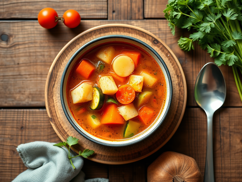 Овощной суп с укропом и сметаной