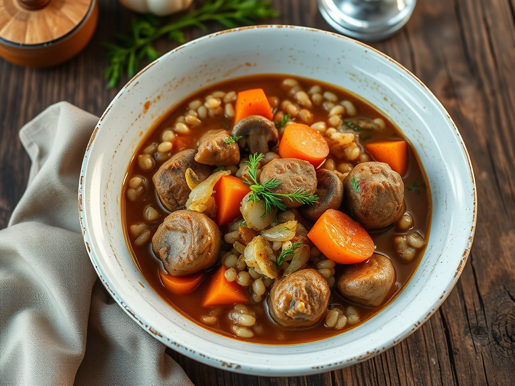 Гречка по-купечески с зеленью с говяжьим фаршем