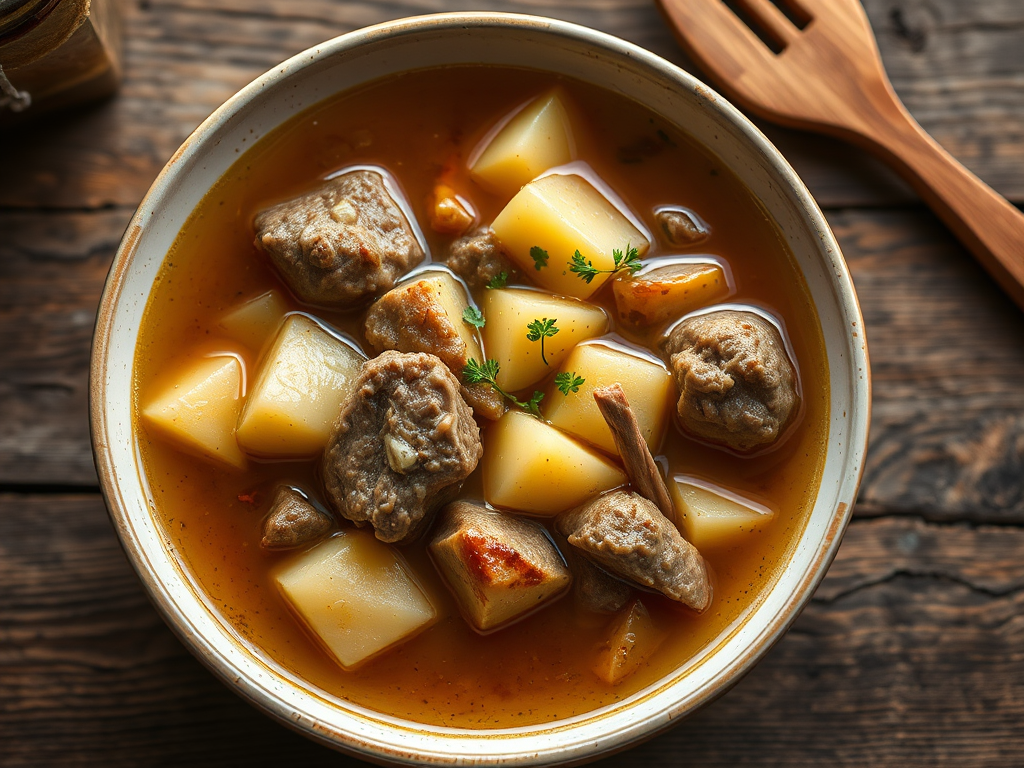 Тушёная картошка для семьи с куриным бедром