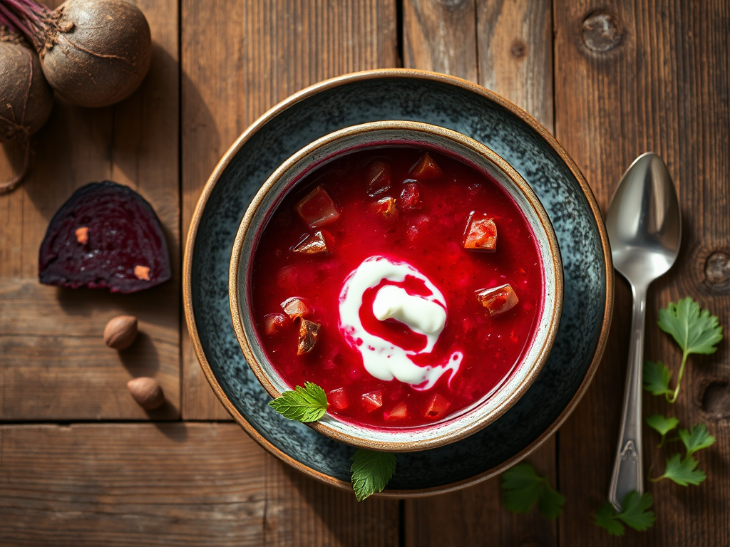 Борщ для семьи с тушёной говядиной