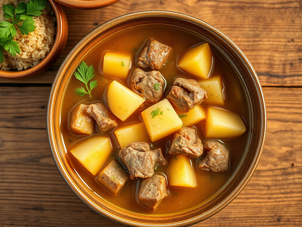 Тушёная картошка для семьи с тушёнкой